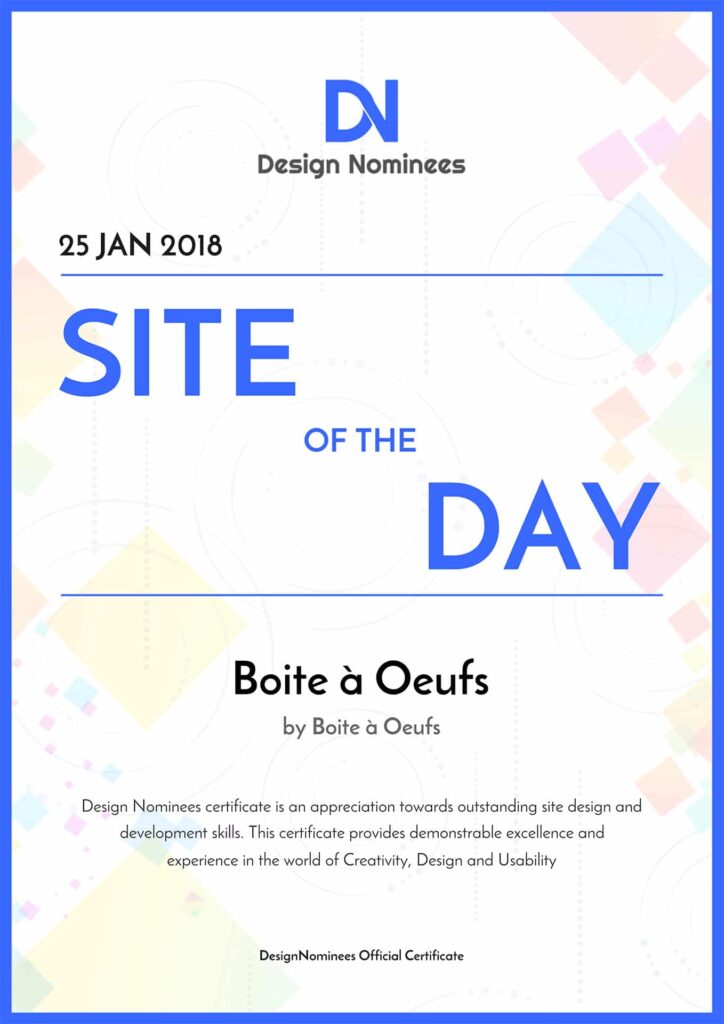 2018 01 25 Design Nominees Boite a Oeufs Site of the Day - Boite à Oeufs récompensé