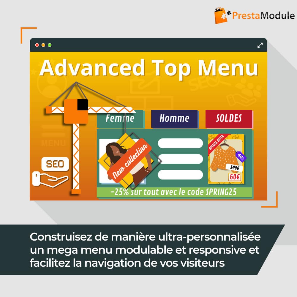 Advanced top menu module Prestashop indispensables