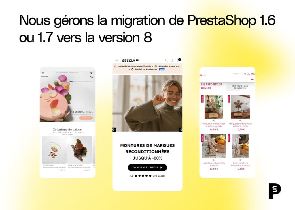 mise a jour prestashop - Nous gérons la migration de PrestaShop 1.6 ou 1.7 vers la version 8